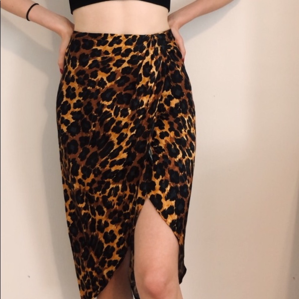 SOLD Leopard Print Midi Skirt